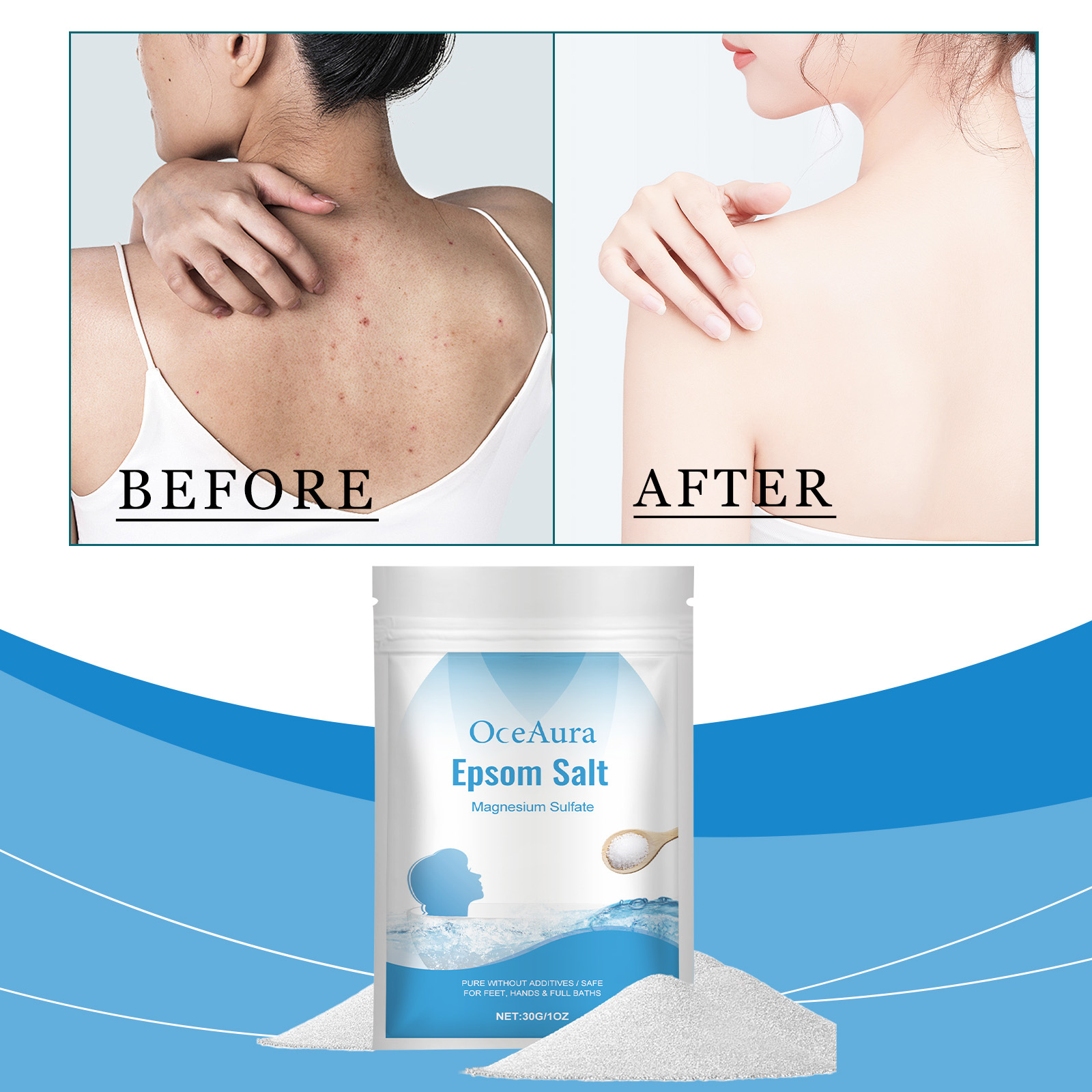 Bath Salts Magnesium - Epsom sal sulfato de magnésio hidratante